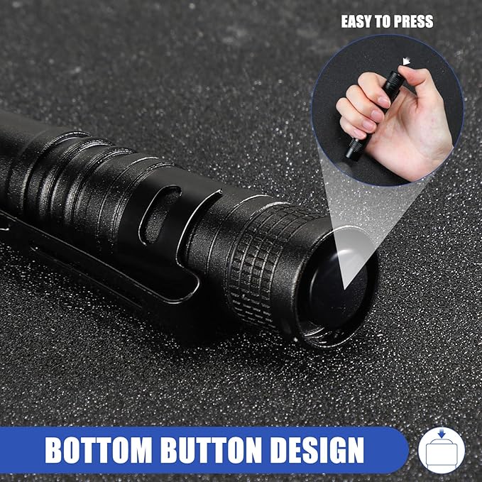 Hortsun 10 Pcs Mini Flashlight Bulk LED Pen with Pocket Small Flashlight with Clip for Outdoor Father's Day Gift for Men(3.54 Inch,Black)