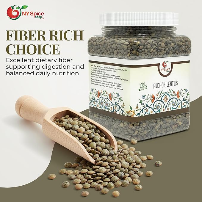 NY SPICE SHOP French Lentils ??1.5 Pounds French Green Lentils ??Dry Lentil Beans - Protein & Fiber Rich - Great for Stews, Indian Curries, Salads