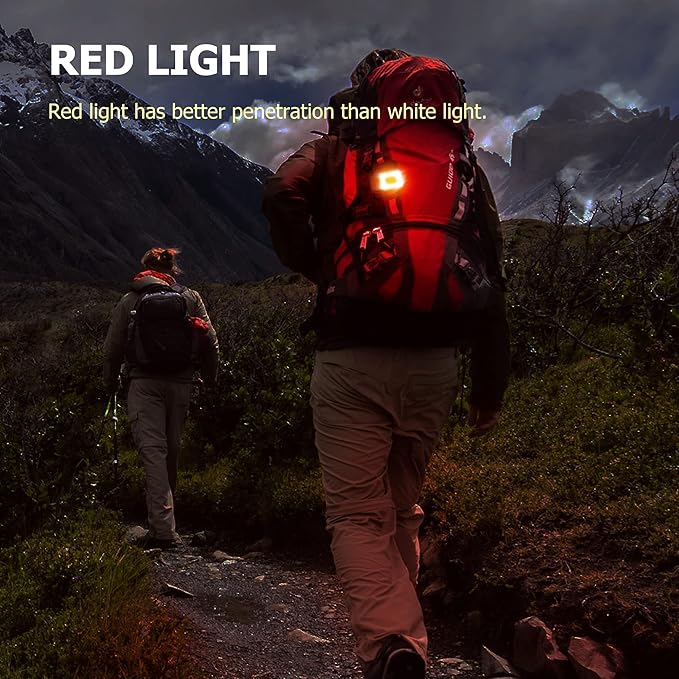 800Lumens 2Pack Running Light, Rechargeable Headlamp Clip on Lights with Red/Green Lighting Night Vision, 5 Modes Lightweight LED Safety Light for Working Camping Hiking and Reading(2, Grey)