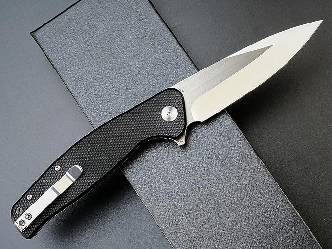 Eafengrow EF240 Folding Knife D2 Steel Blade G10 Handle EDC Tool Pocket Knives for Outdoor Working Camping (black)