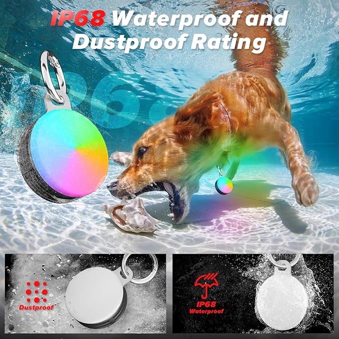 Dog Collar Light, 4 Modes, Rechargeable, IP68 Waterproof, 2 Pack