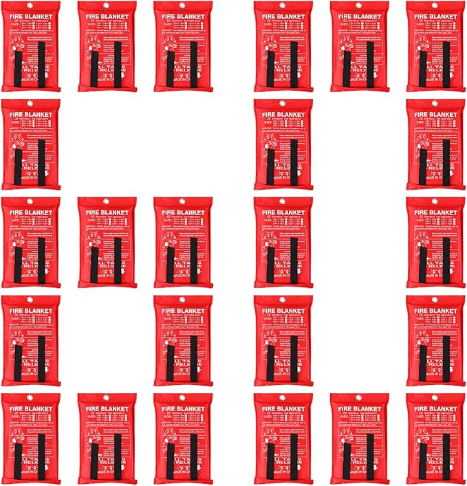 Macarrie 60 Pack 39??x 39??Fire Blanket Emergency for Home and Kitchen Safety Suppression Blanket Fiberglass Fireproof Survival for Fireplace Car Office Camping (Red)