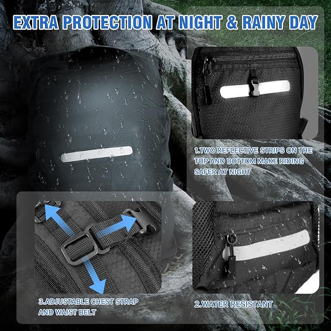 Zavothy 18L Multipurpose Hiking Backpack with 3L Water Bladder ??Durable Hydration Backpack with Insulated Bladder Compartment, Hidden Helmet Holder & Rain Cover ??for Hiking, Commuting, and Camping