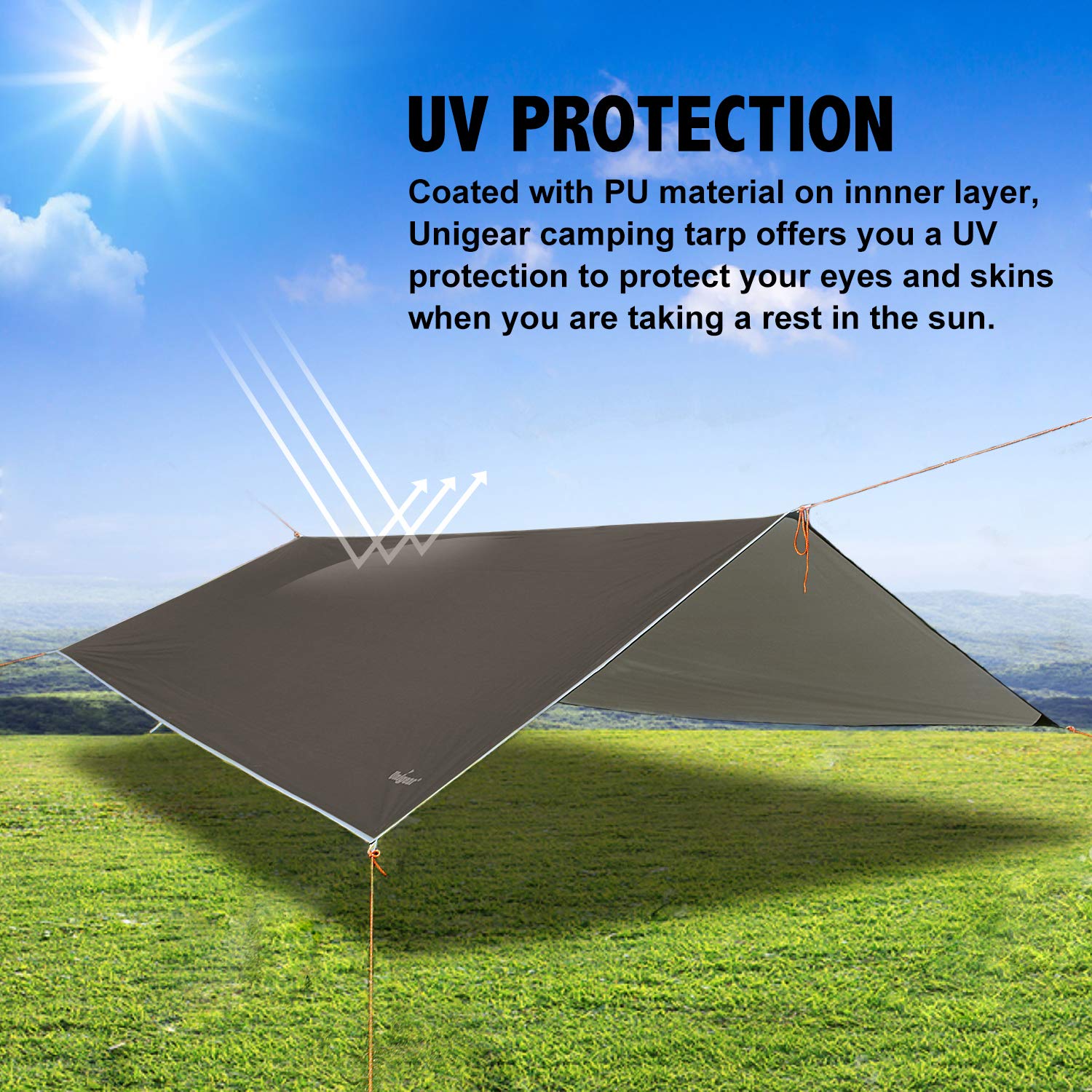 Unigear Hammock Rain Fly Waterproof Camping Tent Tarp for Backpacking