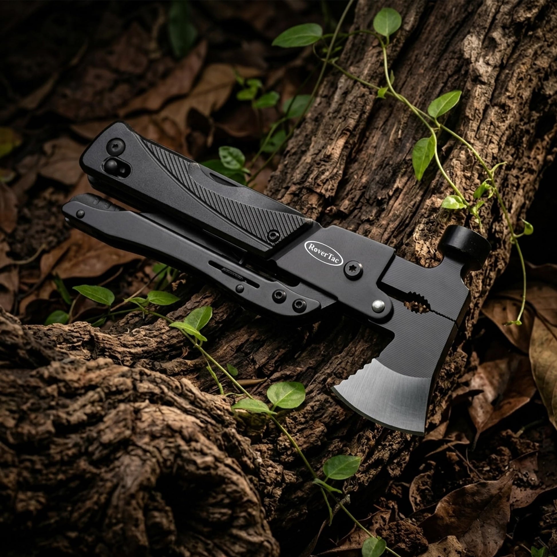 RoverTac 19-in-1 Multi-Tool Axe with Knife, Hammer, Saw, Screwdrivers, Bottle Opener, Nylon Sheath