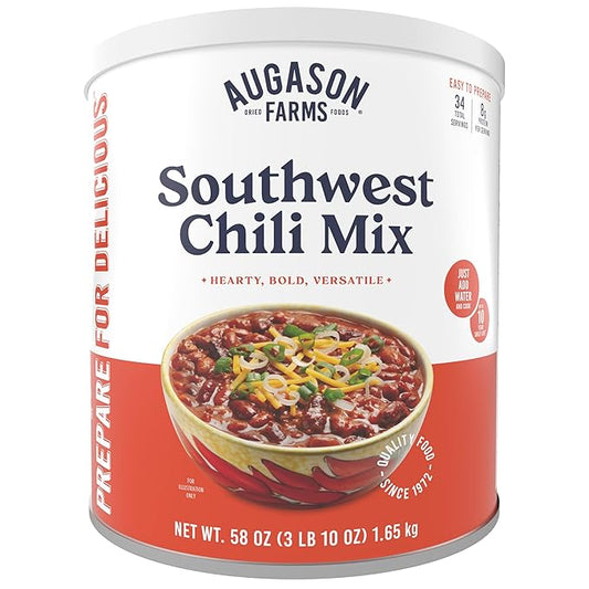 Augason Farms Southwest Chili Mix Can, Certified Gluten Free, Emergency Food Supply, Everyday Meals, 34 Servings