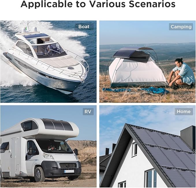 50W Flexible Solar Panel,50 Watt 12V Small Solar Panel, Callsun 23% High Efficiency 182 PERC IP68 Waterproof ETFE RV Solar Panels for Offgrid RV Living Camping Campervans Boat (Black)