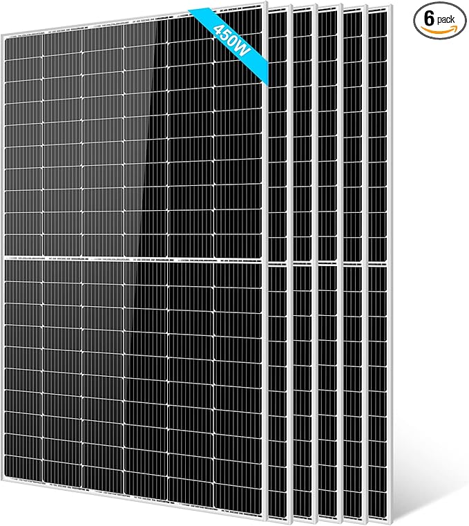 SUNGOLDPOWER UL61730 450W Solar Panel 6PCS,Monocrystalline,Grade A Solar Cell,IP68 High Efficiency for Charging 12V/24V,36V/48V Solar System for RV,House,Rooftop,Farm,On and Off Grid(2700W)