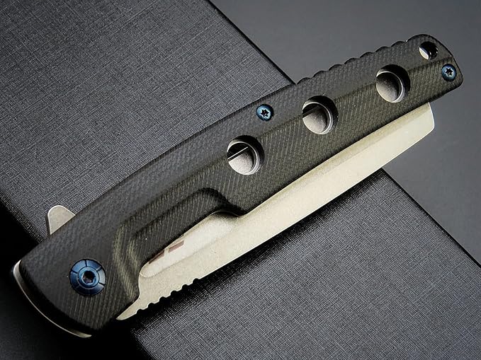 Eafengrow EF941 EDC Pocket Folding Knife D2 Steel Blade G10 Handle Pocket Clip with safety liner lock for Camping Survival Outdoor(Black)