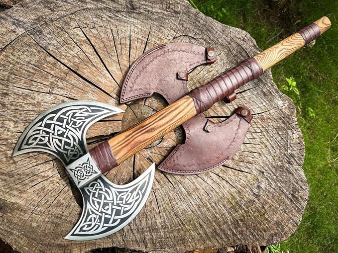 Dark WARRIOR Handmade Double Head Berserker Axe, Large Norse Double Blade, Hand Forged Steel, Forest Hewing Broad Hunting Dane