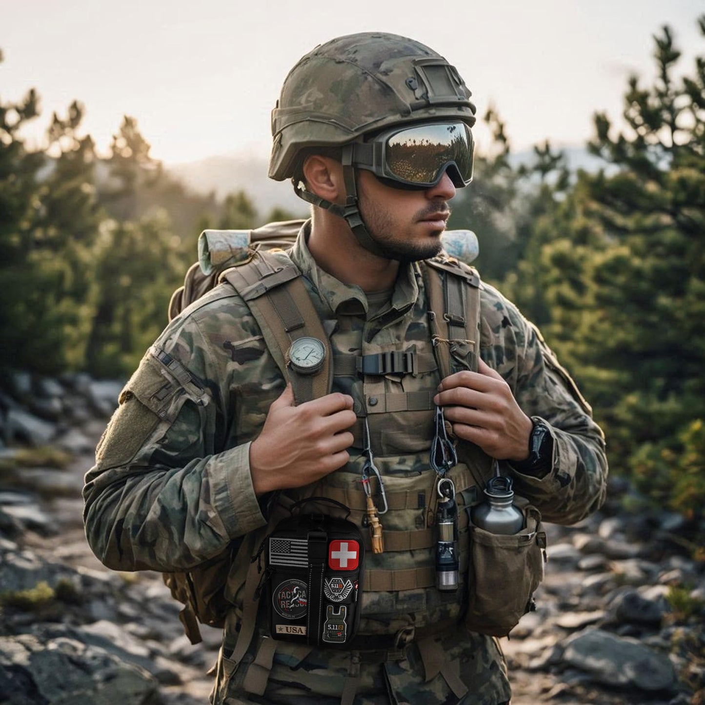 Survival First Aid Kit with Israeli Bandage, Chest Seal, Tourniquet, Splint, Tactical Military