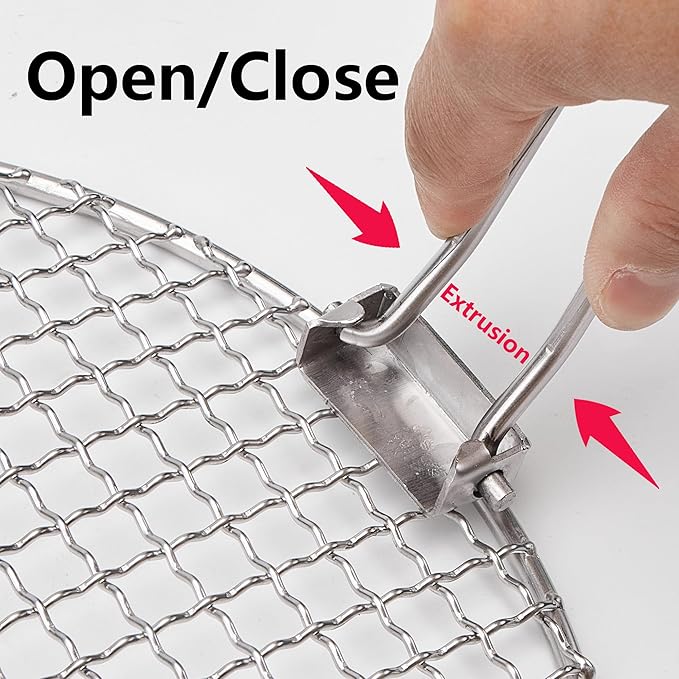 RROMATELX Small Folding Camping Grillï¼?04 Stainless Stee Portable Camping Stove，Campfire Grate，Heavy Duty Rack Camping with Carrying Bag for Outdoor Cooking Backpacking Hiking Picnic BBQ