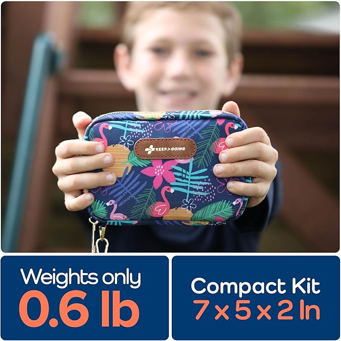 KeepGoing Travel First Aid Kit for Kids ??130 Pc. for Car, Home, Purse, Diaper Bag & Backpack with Latex-Free Bandages - Mini First Aid Kit Travel Size TSA-Approved
