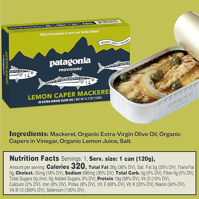 Patagonia Provisions Lemon Lovers Fish Bundle | (1) Lemon Caper Mackerel, (1) Lemon Olive Anchovies, (1) Lemon Herb Mussels