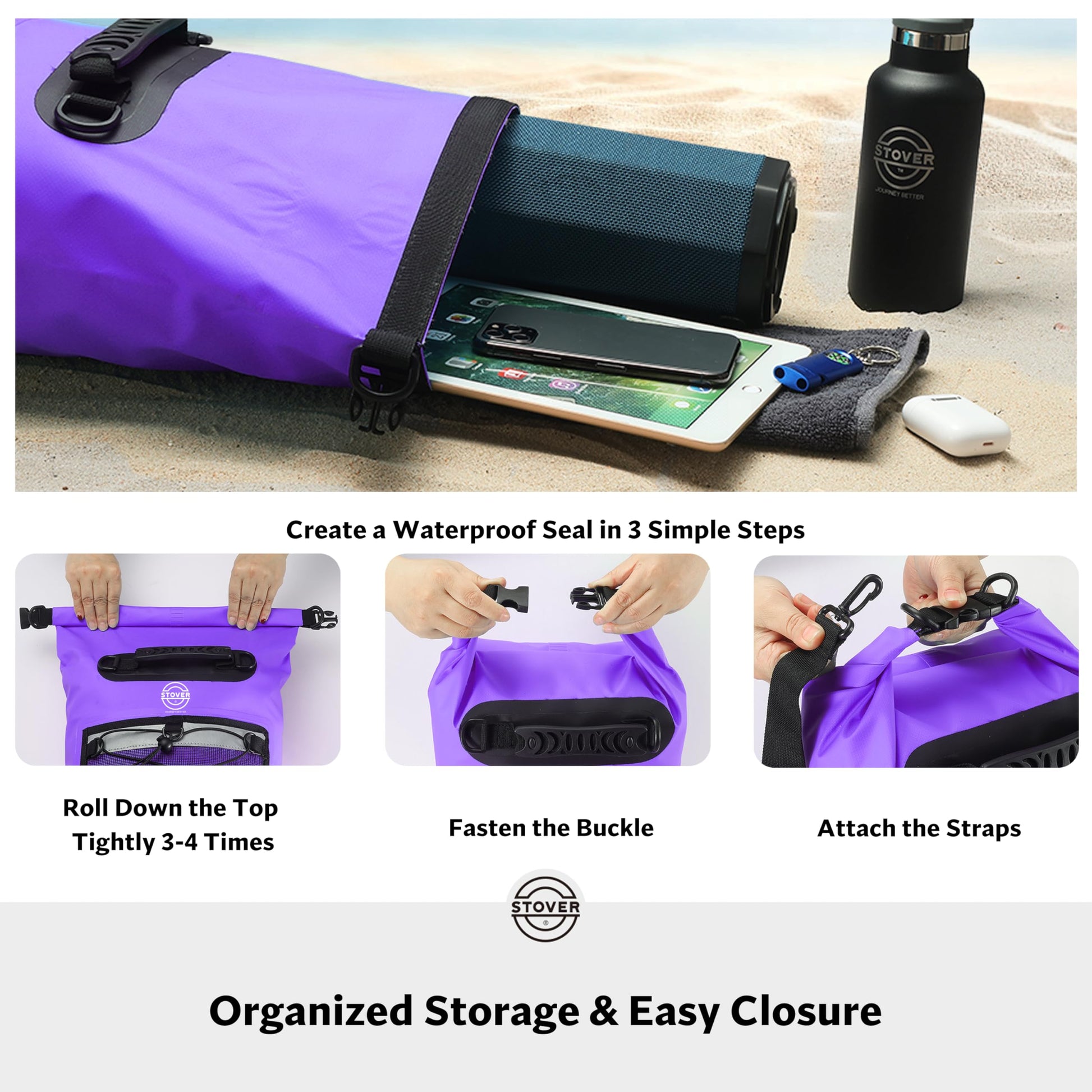 STOVER 5/10/25/30/40L Waterproof Dry Backpack & Phone Case- Large Floating Dry Bag for Kayaking