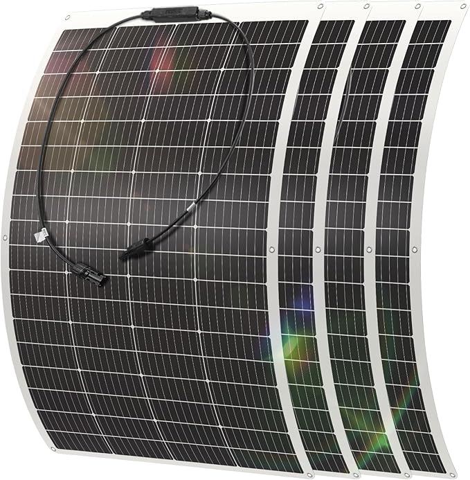 200 Watt Flexible Solar Panel 23% High Efficiency 12v Monocrystalline Lightweight Semi Flexible Bendable Off-Grid Charger for Rv Boat Uneven Surfaces (200w*4)