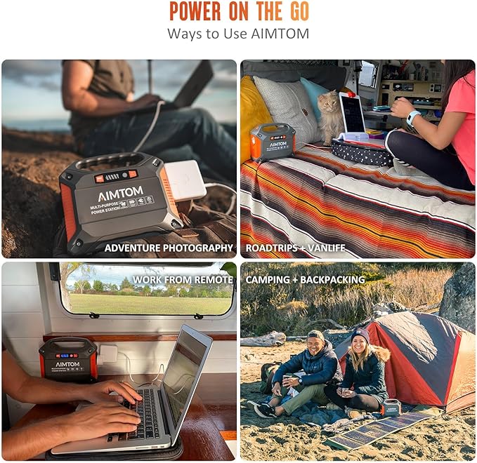 AIMTOM 155Wh Portable Power Station with 30W Solar Panel ??150W Peak/110V AC, 18W USB-C, 2x USB-A & 12V DC ??Solar Generator for Camping, Home, RV, Travel & Emergencies