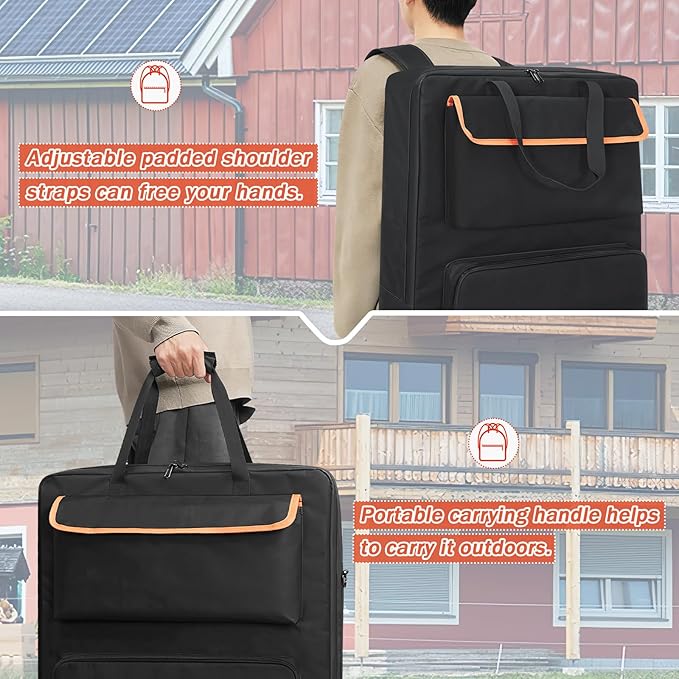 ORKELS Solar Panel Storage Bag, Travel Backpack Compatible with Jackery SolarSaga 100W 100X 200W, Double-Layer Solar Panel Carrier with Multi Pockets