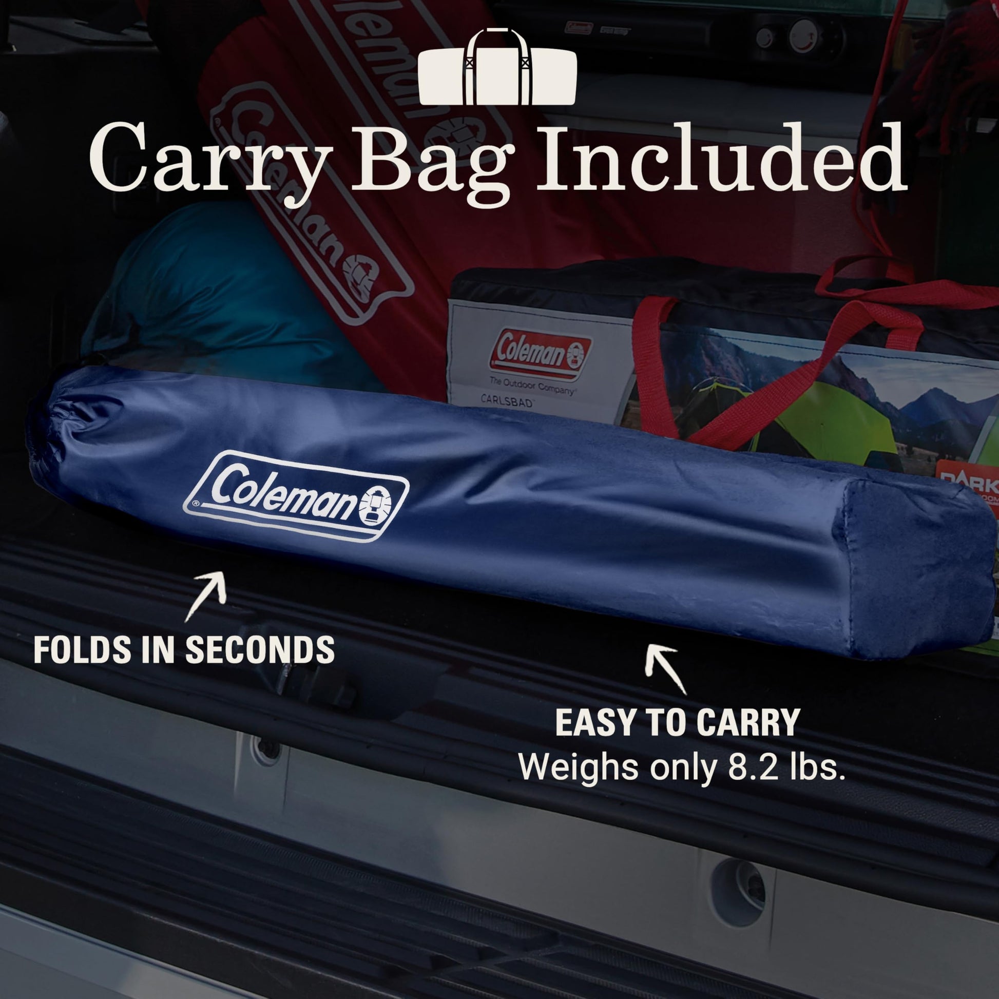 Coleman Portable Camping Chair with 4-Can Cooler, Cushioned Seat & Back with Side Pockets & Cup