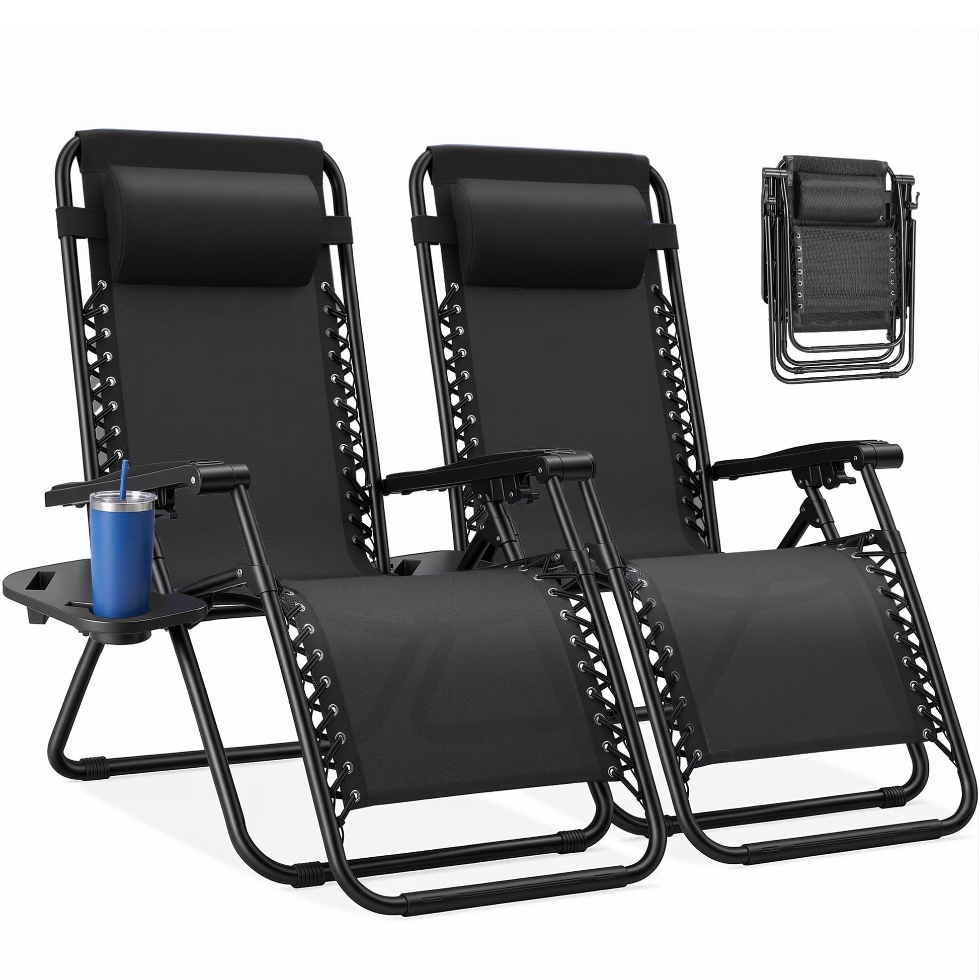 NEWBULIG Zero Gravity Chairs Set of 2, Lounge Chair Folding Portable Adjustable Camping Reclining