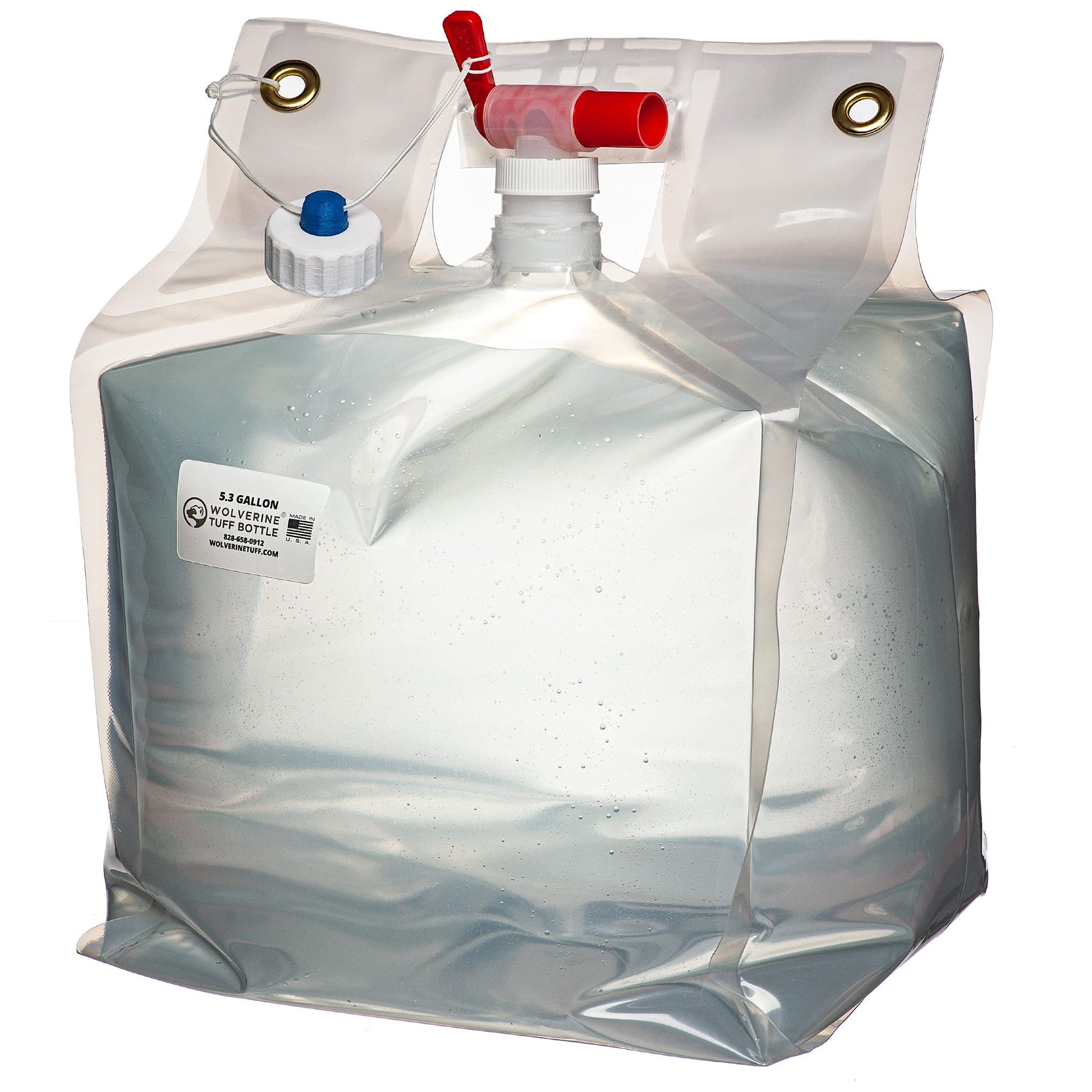 Wolverine Tuff Bottle 5 Gallon/20 Liter Collapsible Water Container with a Red Fast Flow Spout