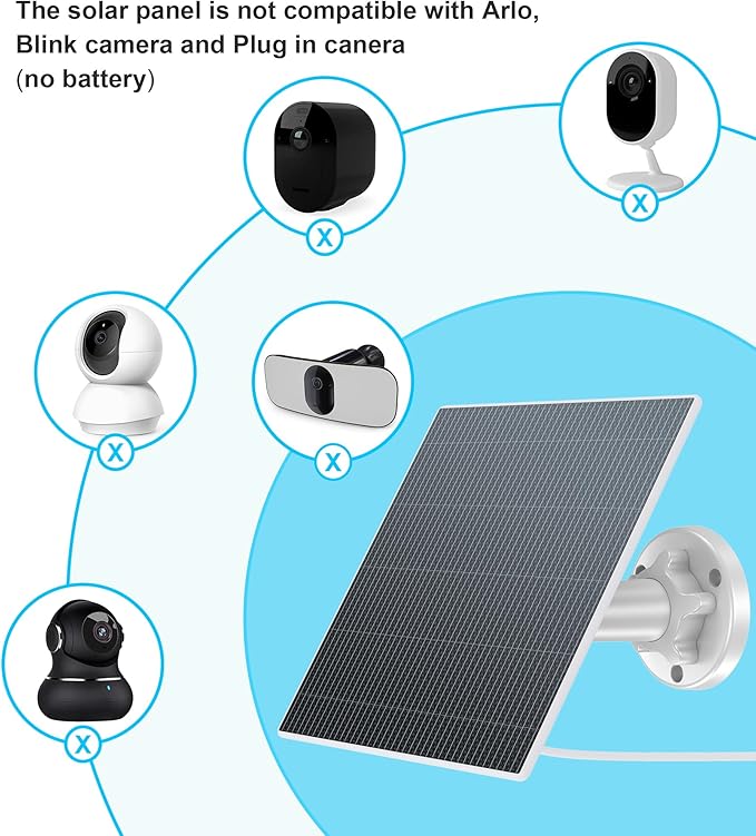 Ankway Solar Panel for Security Camera 7W Solar Panels for Cameras with 9.8ft Charging Cable, 5V Type C Port, IP65 Waterproof Camera Solar Panel Charger with 360° Adjustable Mounting (1 Pack)