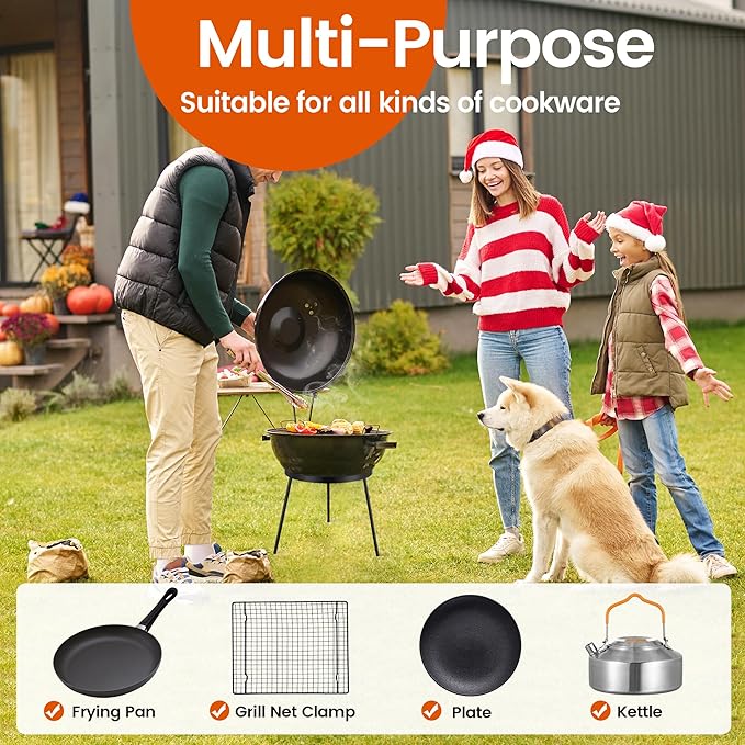 Campfire Tripod for Cooking - Campfire Cooking Equipment, Outdoor Fire Pit Stand, High Temperature Resistant Removable Camping Tripod for Cooking Dutch Oven,Jetboil,Griddle