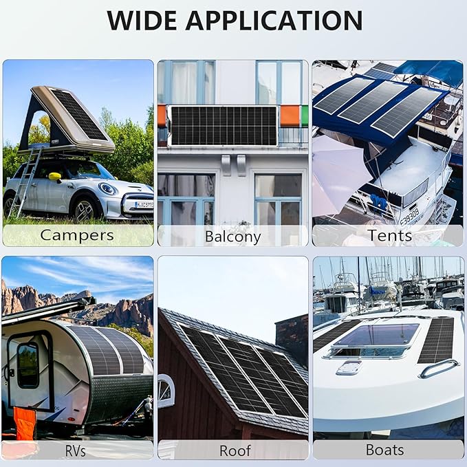 XINPUGUANG Flexible Solar Panel 100W 12V Monocrystalline Solar System kit,10A Charge Controller,Extension Cable, Charge for Boat, RV, Cabin, Camper,12v Battery (100W Solar Panel kit)