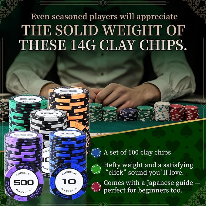 Poker Chip Set ??100 Clay Chips with Carrying Case, Beginner-Friendly, Home Casino, Gift-Ready, Casino Grade