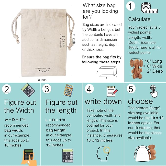 100Pcs 5 x 7 Inches Premium Cotton Muslin Double Drawstring Bags, Reusable Bag Natural Cotton Bags with Drawstring Produce Bags Bulk Gift Bag Jewelry Pouch for Party Wedding Home Storage
