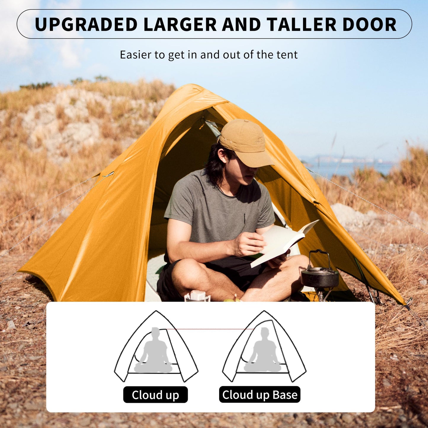 Naturehike Cloud-Up 1 Person Tent, Lightweight Backpacking Tents for One Man, Waterproof Ultralight