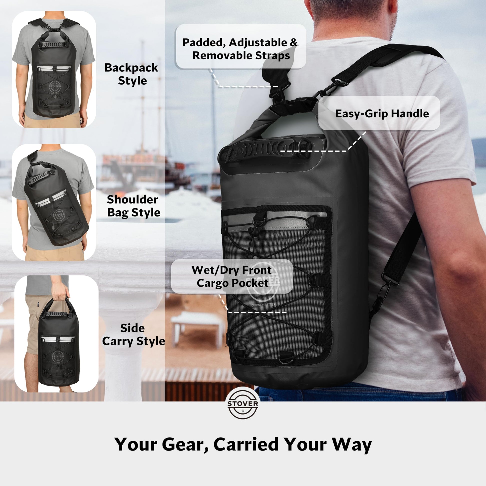 STOVER 5/10/25/30/40L Waterproof Dry Backpack & Phone Case- Large Floating Dry Bag for Kayaking