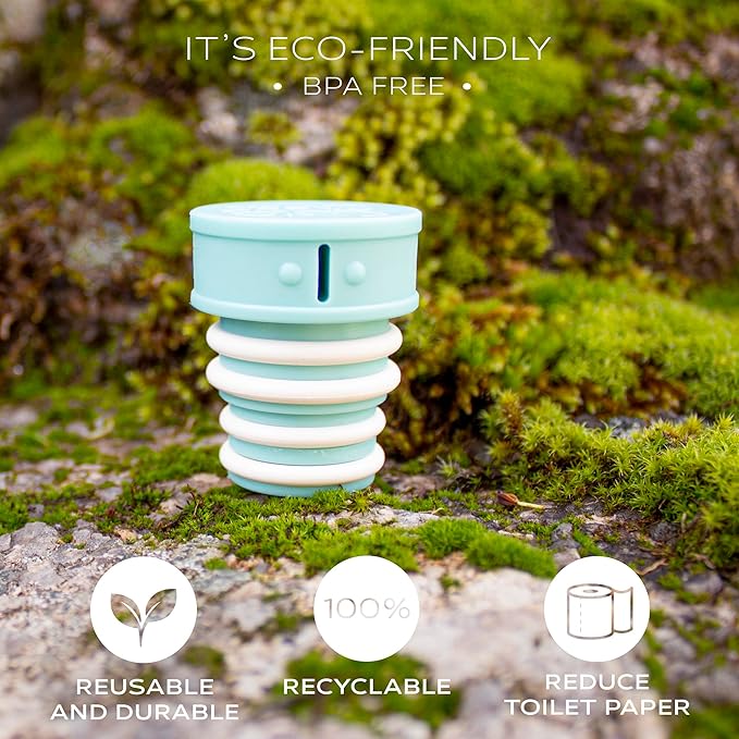 CuloClean Portable Bidet for Toilet, Travel, or Camping. Compatible with Any Plastic Bottle. Discreet, Sanitary or Travel Shower, Attachable Stopper, Backcountry Bidet Nozzle (1pcs Aquamarine)