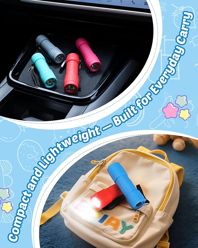 EverBrite 9-LED Flashlight 6-Pack Impact Handheld Torch Assorted Colors with Lanyard 3AAA Battery Included (Hurricane Supplies, Camping, Hiking, Emergency, Hunting)