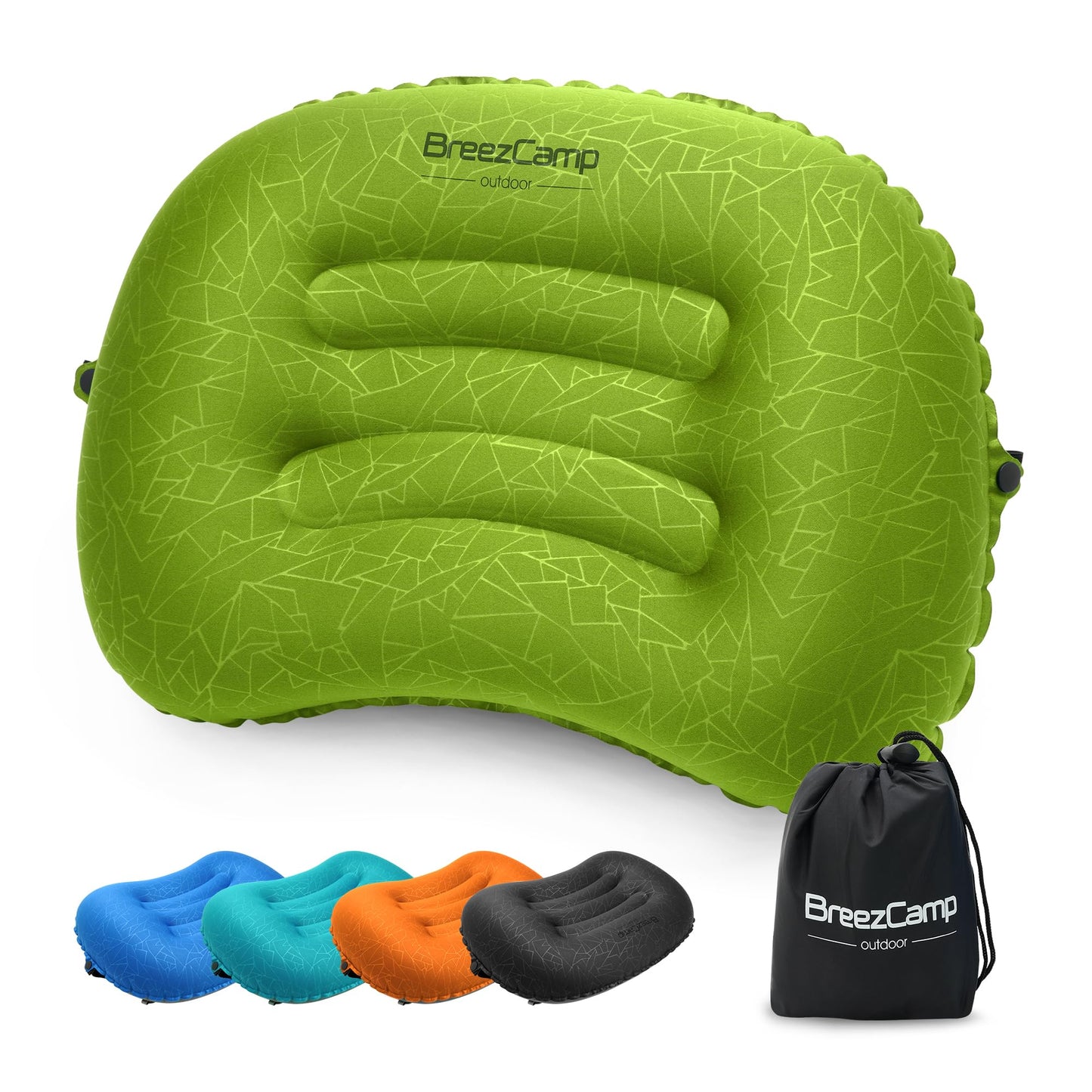 BreezCamp Inflatable Camping Pillow, Travel Blow Up Air Pillow, Neck Lumbar Support Ultralight