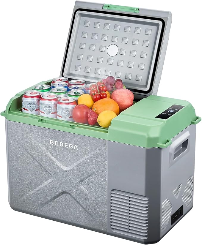 BODEGACOOLER 12 Volt Car Refrigerator, 26 Quart Car Fridge, -4℉-68℉ Portable Freezer, Electric Compressor Cooler 12/24V DC100-240 Volt AC for Outdoor RV Camping Travel Vehicles Home Use