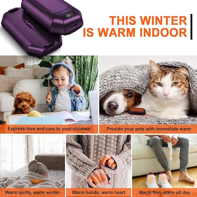 AI Hand Warmers Rechargeable 2 Pack, Portable Electric Rechargeable Hand Warmer, 20Hrs Long Heating Electric Hand Warmer, Gifts for Women, Men, Raynauds, Pain Relief，Camping,Golf,Outdoors,Indoor