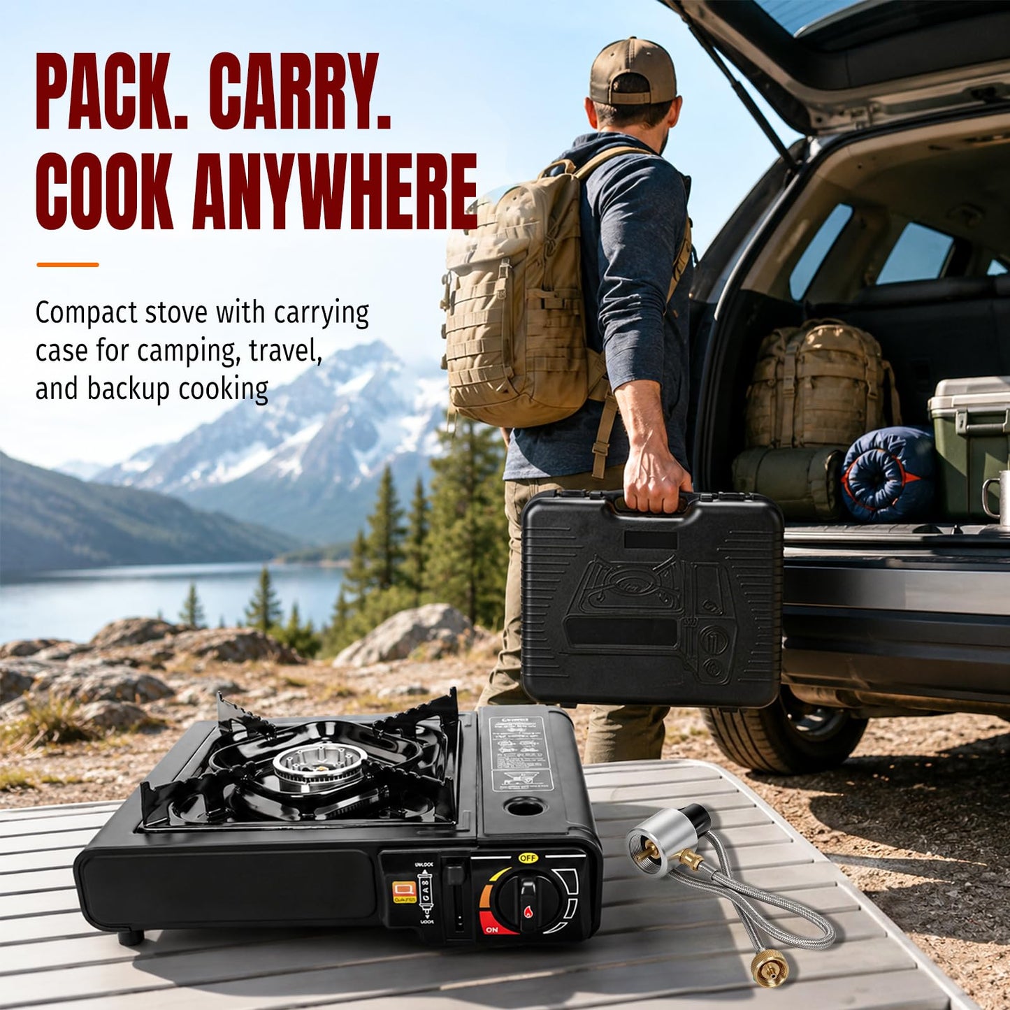 SHINESTAR 7800 BTU Dual Fuel Camping Stove, Propane Portable Gas Stove