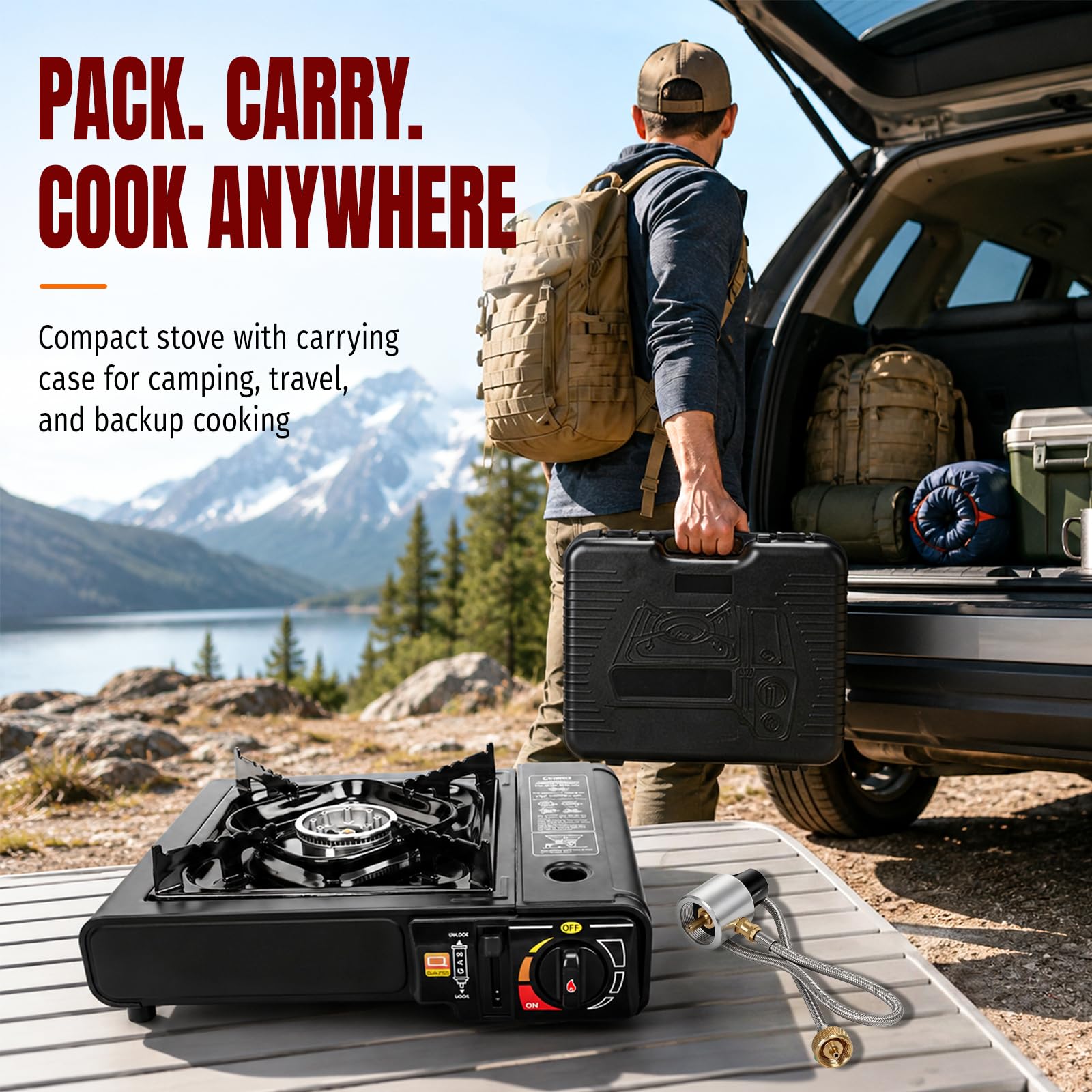 SHINESTAR 7800 BTU Dual Fuel Camping Stove, Propane Portable Gas Stove