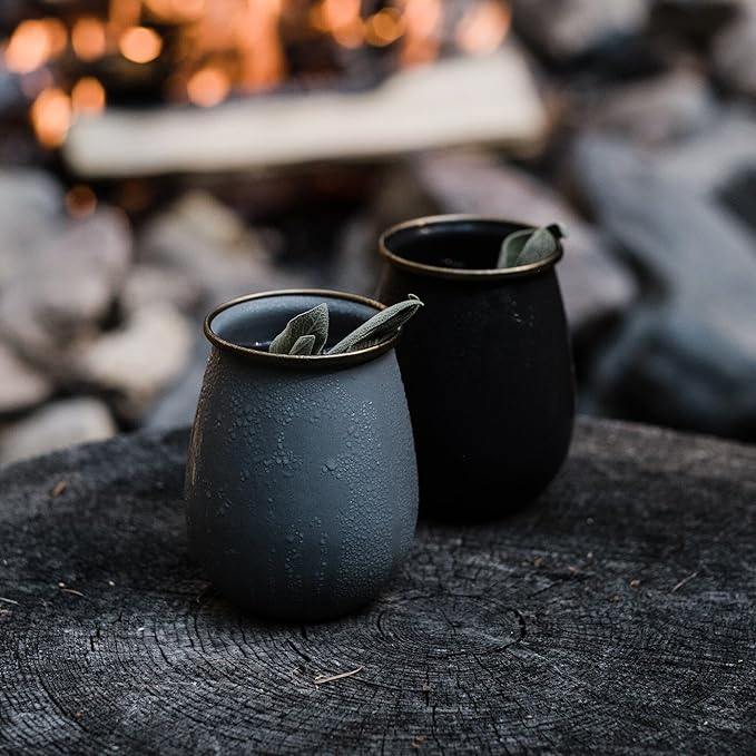 Barebones Enamel Tumblers Set of 2 - Vintage-inspired Design - Durable and Suitable for Outdoor Picnics or Camping (16 Oz, Slate Grey)