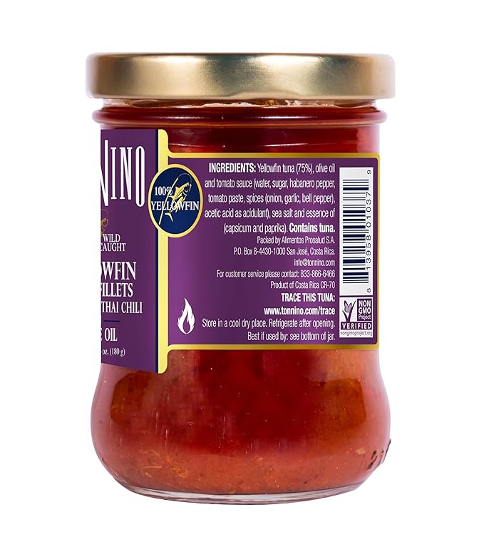 Tonnino Canned Tuna Fish (Pack of 6, Spicy Thai Chilli)