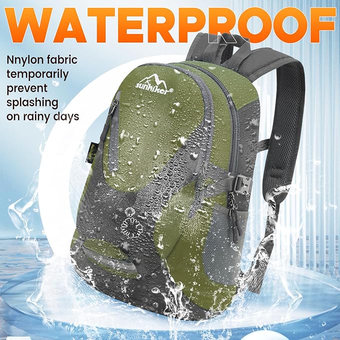 sunhiker Cycling Hiking Backpack Water Resistant Travel Backpack Lightweight SMALL Daypack M0714 (Navy Green)