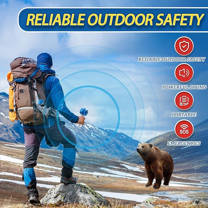 1.4oz Bear Horn Self Defense,130dB Loud Mini Safety Bear Air Horn,Heard Up to 0.5-Miles Away,Bear Alarm Scare Bears, Ideal for Hiking,Camping and Outdoor Protection