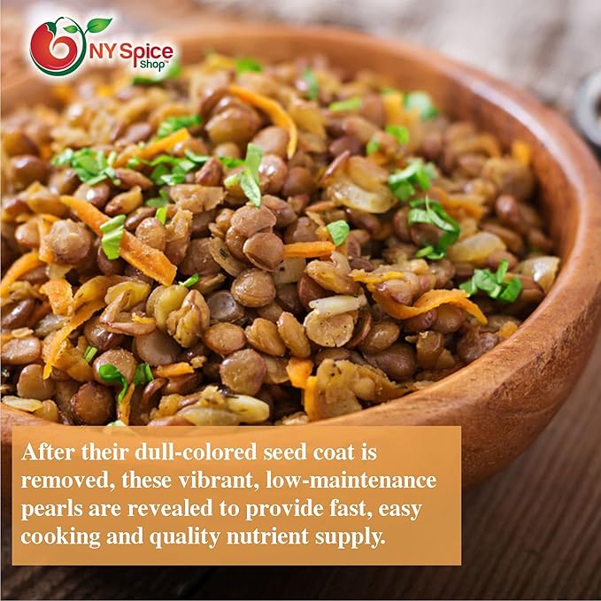 NY SPICE SHOP BROWN LENTIL (WHOLE RED) ??5 lbs. (Pound) Desi Masoor (Masur) Whole - Brown Lentils (Lens esculenta) -Dry Raw Lentils - Good Source of Fiber & Protein ??Lentils for Soup, Stews & Curry.
