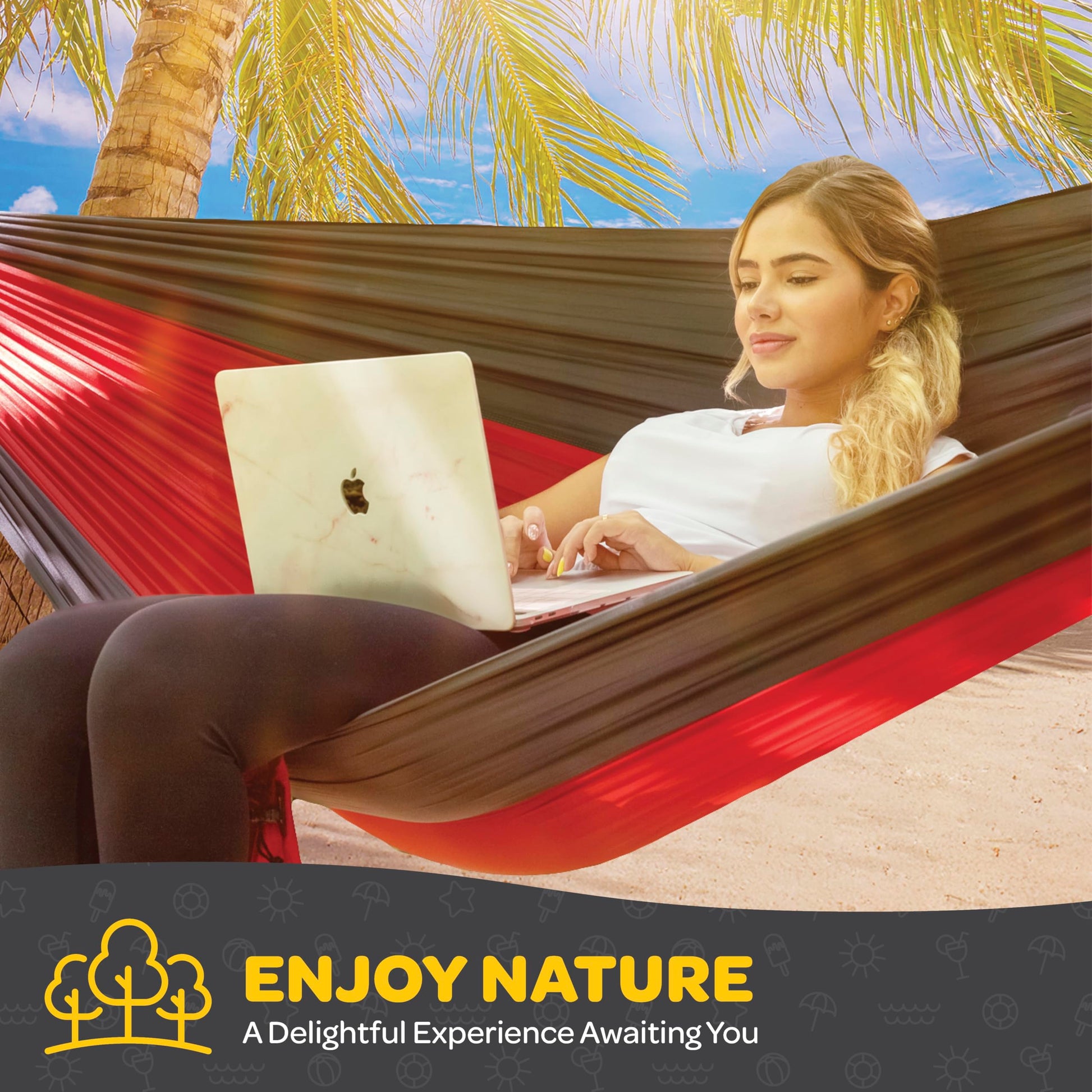 Durable Hammock 400 lb Capacity, Nylon Camping Hammock Chair - Double or Single Sizes w/Tree Straps