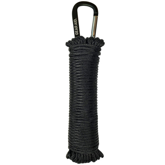GEAR AID 325 Paracord and Carabiner, Utility Cord for Camping and Hiking, Black, 50 ft