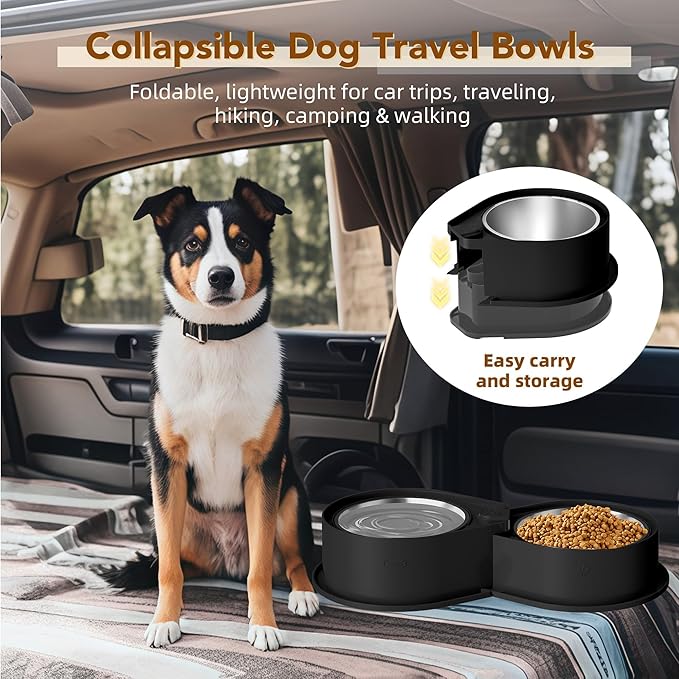 Stainless Steel Dog Bowl Set, 304 Metal Dual Food & Water Bowls for Dogs & Cats, Large Capacity Pet Feeder, Anti-Skid Dog Dish for Small/Medium/Large Pets
