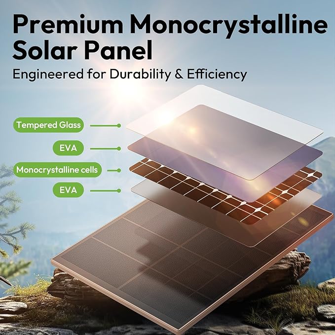 8W Solar Panel for Trail Camera with Build-in 72Wh Rechargeable Battery, Comes with 360°Adjustable Mounting, 6V/12V DC & USB-C Port for Outdoor Camera, Trail Camera, Type-C Device IP66 Waterproof