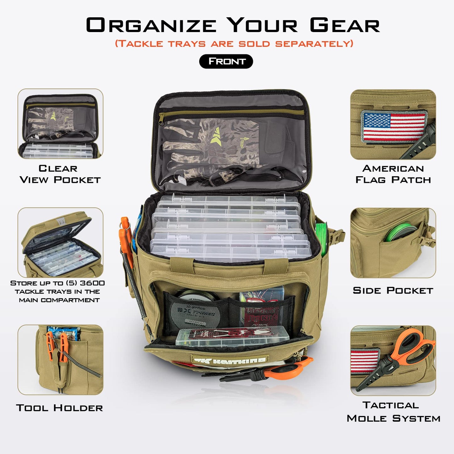 KastKing KarryAll Fishing Tackle Bag, Saltwater & Freshwater Gear Storage