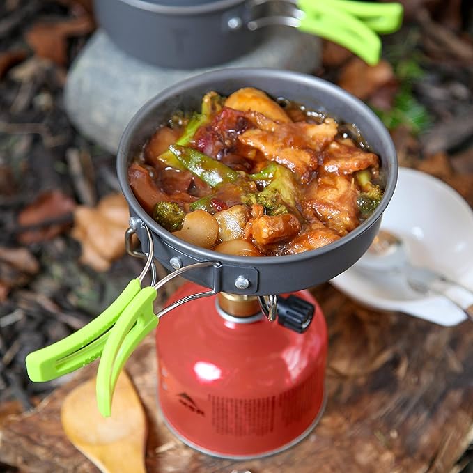 MalloMe Camping Cookware Mess Kit for Backpacking Gear ??Camping Cooking Set - Camping Pots and Pans Set - Backpacking Stove/Portable Stove Compatible - Camp Kitchen Equipment Accessories Pot